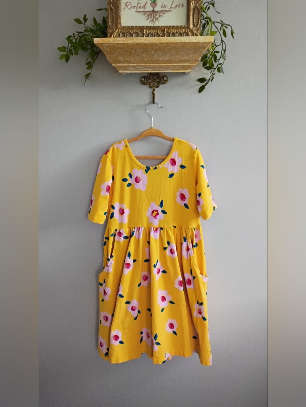 Hanna Andersson Yellow Floral Pocket Dress